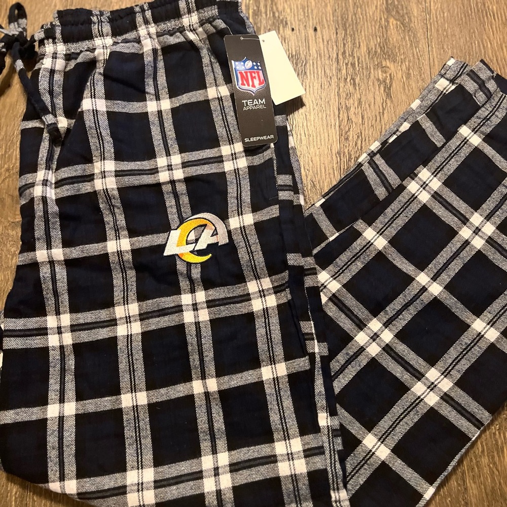 NFL Rams Lounge Sleepwear Pants Checkered Logo Print Size L